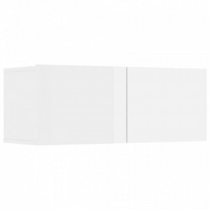 4 db magasfényű fehér szerelt fa fali TV-szekrény 80x30x30 cm