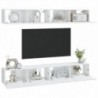 4 db magasfényű fehér fali TV-szekrény 100 x 30 x 30 cm