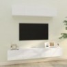 4 részes magasfényű fehér szerelt fa TV-szekrényszett