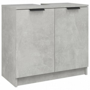 5 részes betonszürke szerelt fa fürdőszobaszekrény-garnitúra