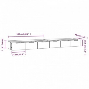 2 db sonoma tölgy színű szerelt fa faliszekrény 102x30x20 cm