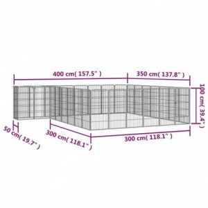 30-paneles fekete porszórt acél kutyakennel 50 x 100 cm