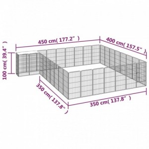 34 paneles fekete porszórt acél kutyakennel 50 x 100 cm