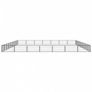 32-paneles fekete porszórt acél kutyakennel 100 x 50 cm