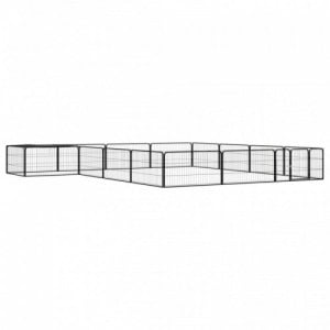 16-paneles fekete porszórt acél kutyakennel 100 x 50 cm