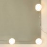 Barna tölgy színű szerelt fa LED-es fésülködőasztal szekrénnyel
