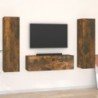 3 részes füstös tölgy színű szerelt fa TV-szekrényszett