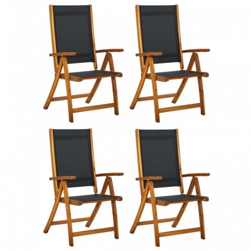 4 darab összecsukható tömör akácfa és textilén kerti szék