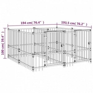 Acél kültéri kutyakennel 3,75 m²