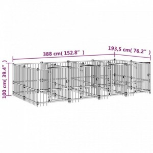 Acél kültéri kutyakennel 7,51 m²