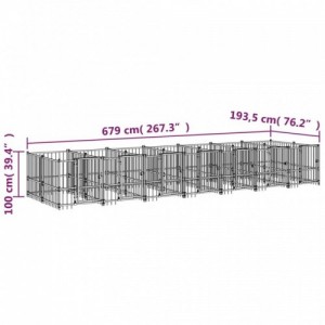 Acél kültéri kutyakennel 13,14 m²