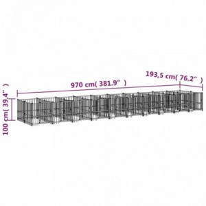 Acél kültéri kutyakennel 18,77 m²