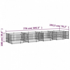 Acél kültéri kutyakennel 15,02 m²