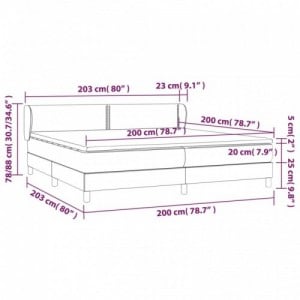 Sötétszürke bársony rugós ágy matraccal 200x200 cm