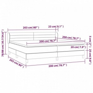 Sötétszürke bársony rugós ágy matraccal 200x200 cm