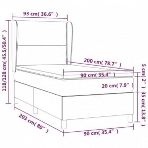 Fekete műbőr rugós ágy matraccal 90 x 200 cm