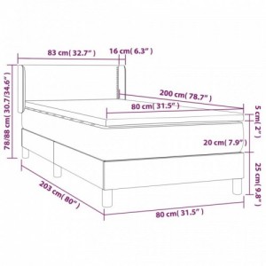 Sötétkék bársony rugós ágy matraccal 80 x 200 cm