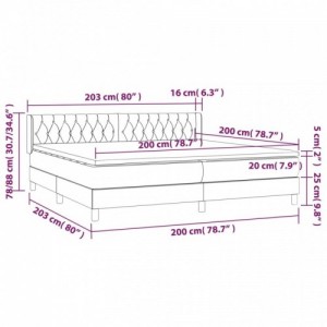 Sötétszürke bársony rugós ágy matraccal 200x200 cm