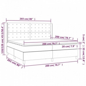 Sötétszürke bársony rugós ágy matraccal 200x200 cm