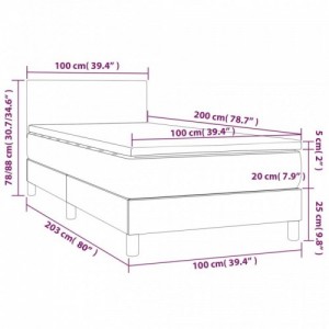 Fekete szövet rugós és LED-es ágy matraccal 100x200 cm