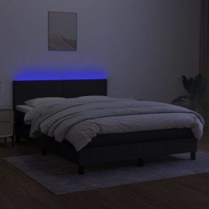 Fekete szövet rugós és LED-es ágy matraccal 140x190 cm