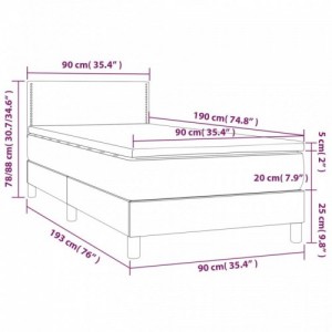 Fekete szövet rugós és LED-es ágy matraccal 90x190 cm