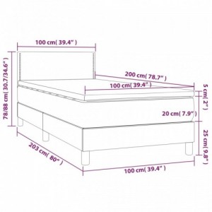 Kék szövet rugós és LED-es ágy matraccal 100x200 cm