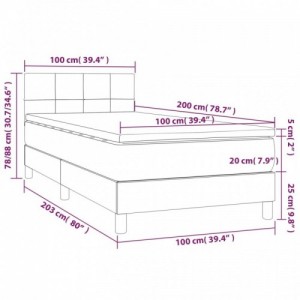 Kék szövet rugós és LED-es ágy matraccal 100x200 cm