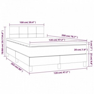 Világosszürke szövet rugós és LED-es ágy matraccal 120 x 200 cm