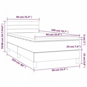 Kék szövet rugós és LED-es ágy matraccal 90x200 cm