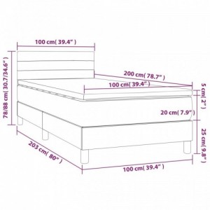 Barna szövet rugós és LED-es ágy matraccal 100x200 cm