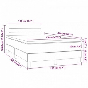 Krémszínű szövet rugós és LED-es ágy matraccal 120 x 200 cm