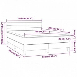 Sötétszürke szövet rugós és LED-es ágy matraccal 140x200 cm