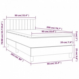 Tópszínű szövet rugós és LED-es ágy matraccal 90x200 cm