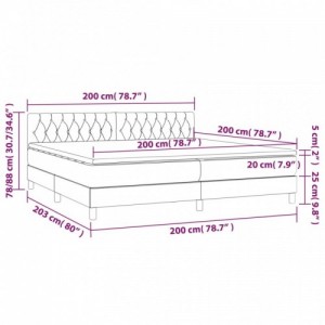 Világosszürke szövet rugós és LED-es ágy matraccal 200x200 cm