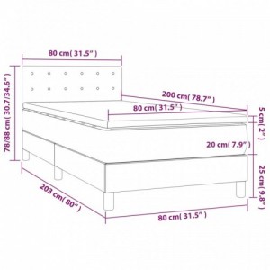 Sötétszürke szövet rugós és LED-es ágy matraccal 80 x 200 cm