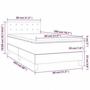 Barna szövet rugós és LED-es ágy matraccal 80 x 200 cm