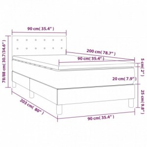 Krémszínű szövet rugós és LED-es ágy matraccal 90x200 cm