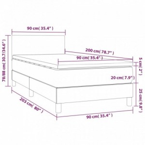 Kék szövet rugós és LED-es ágy matraccal 90x200 cm