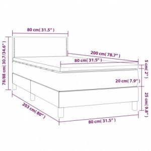 Krémszínű szövet rugós és LED-es ágy matraccal 80 x 200 cm