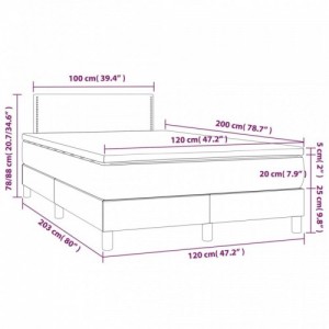 Világosszürke szövet rugós és LED-es ágy matraccal 120 x 200 cm