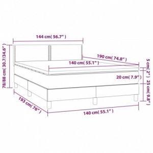 Fekete szövet rugós és LED-es ágy matraccal 140x190 cm