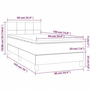 Sötétszürke szövet rugós és LED-es ágy matraccal 90x190 cm