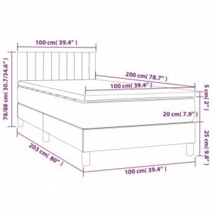 Kék szövet rugós és LED-es ágy matraccal 100x200 cm