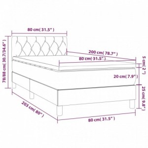 Sötétszürke szövet rugós és LED-es ágy matraccal 80 x 200 cm