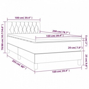 Barna szövet rugós és LED-es ágy matraccal 100x200 cm