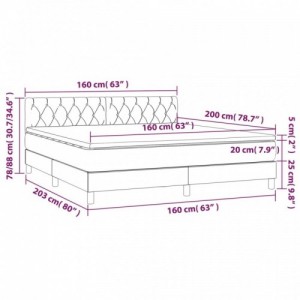 Fekete szövet rugós és LED-es ágy matraccal 160x200 cm