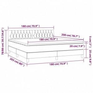 Tópszínű szövet rugós és LED-es ágy matraccal 180 x 200 cm