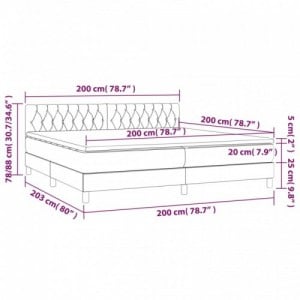 Tópszínű szövet rugós és LED-es ágy matraccal 200 x 200 cm