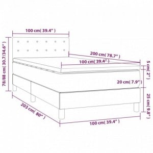 Barna szövet rugós és LED-es ágy matraccal 100x200 cm